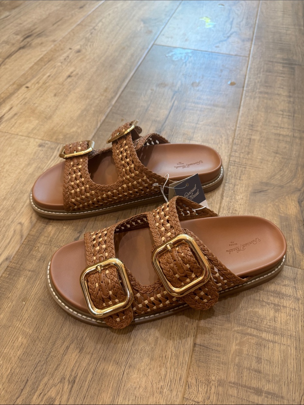 Universal Thread Brown Woven Double-Buckle Slide Sandals - Picture 6 of 7